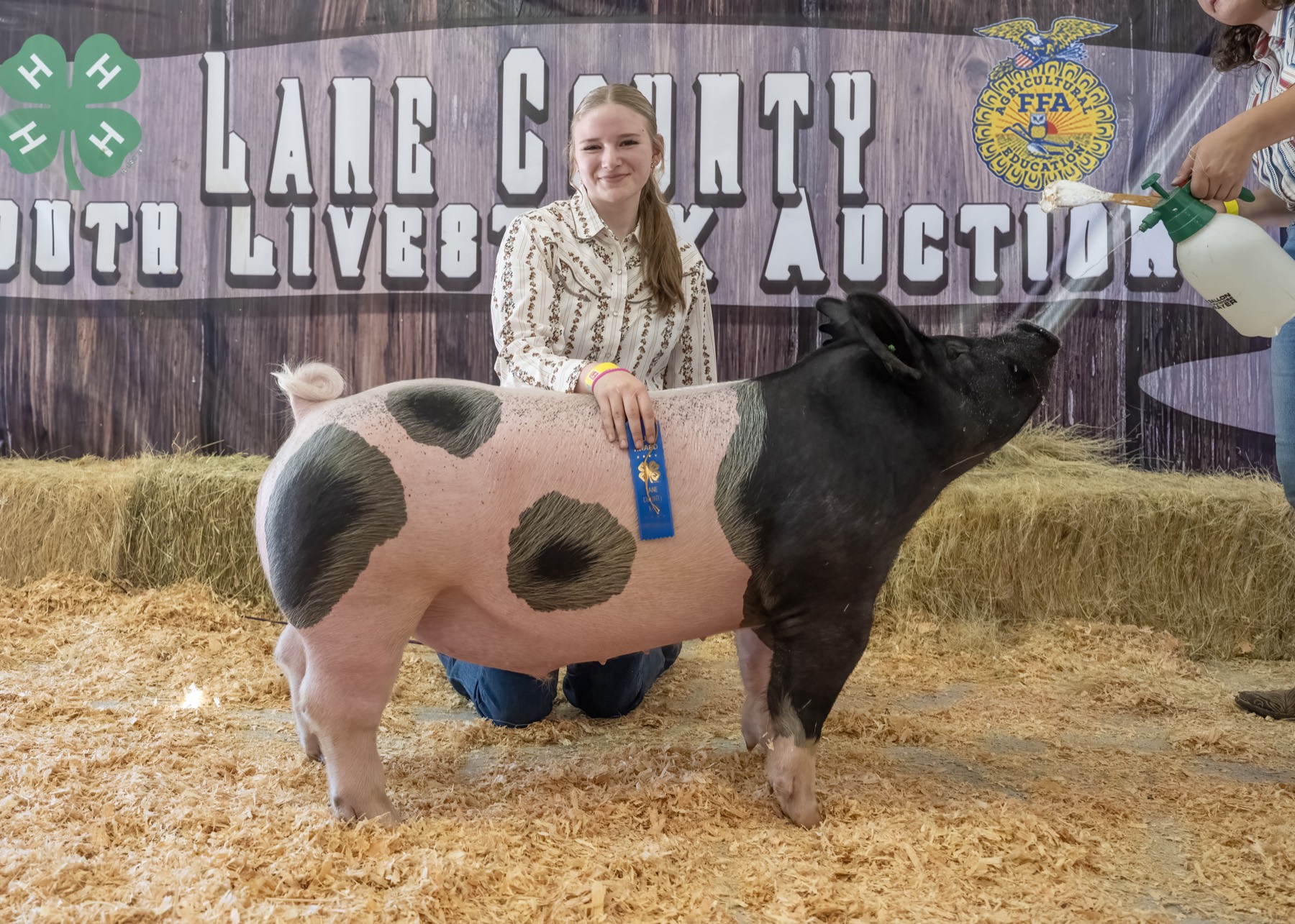 Champion show pig at the Lane County Youth Livestock Auction — carrying on the 4-H and FFA tradition